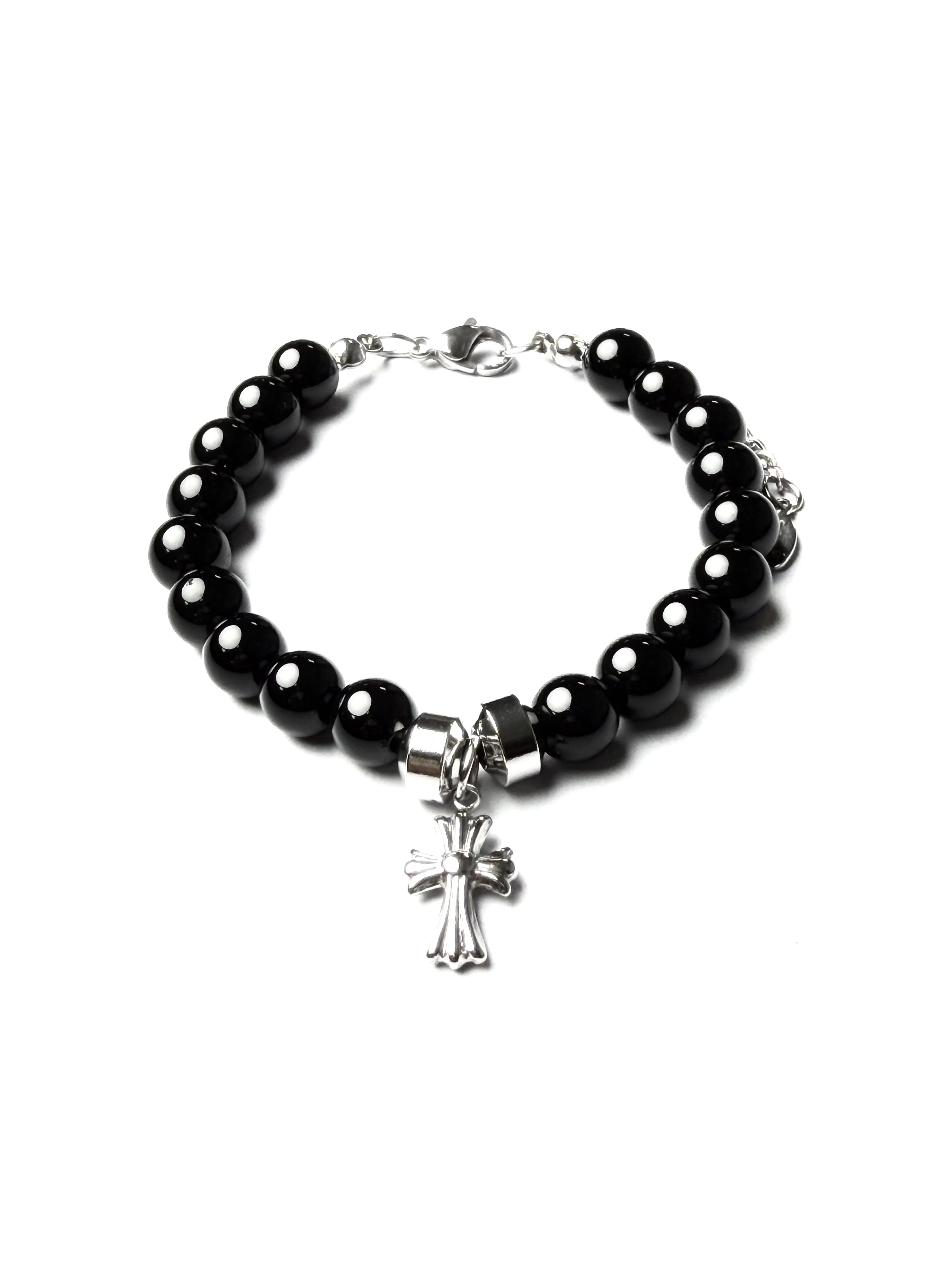 BLACK BEAD CH BRACELET
