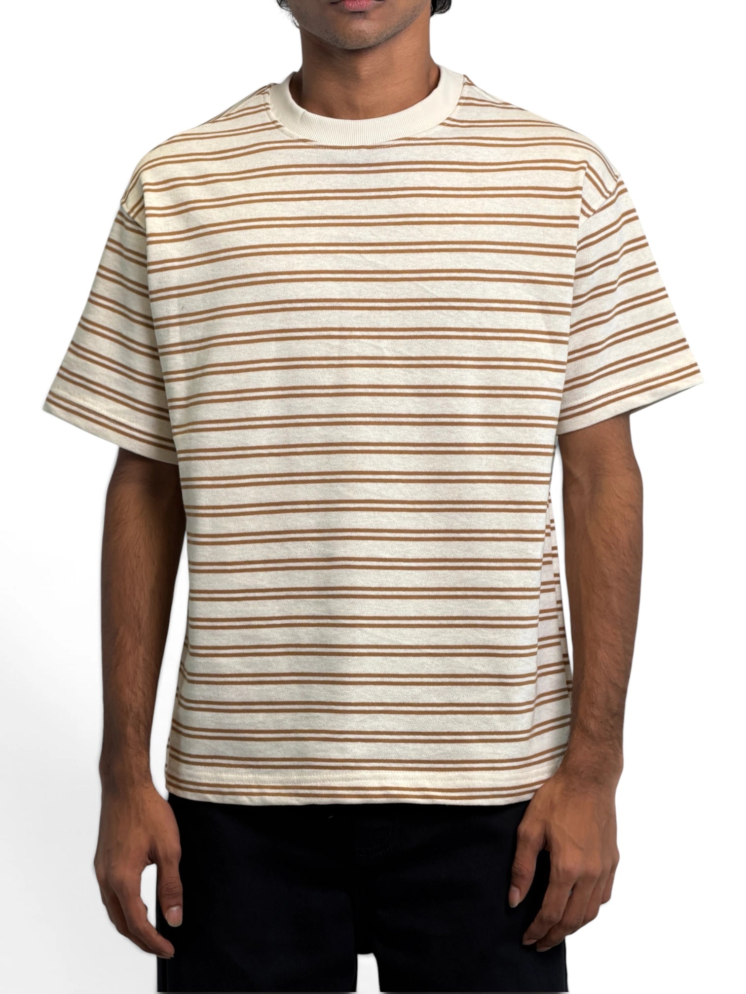 WOLV BROWN STRIPED TEE